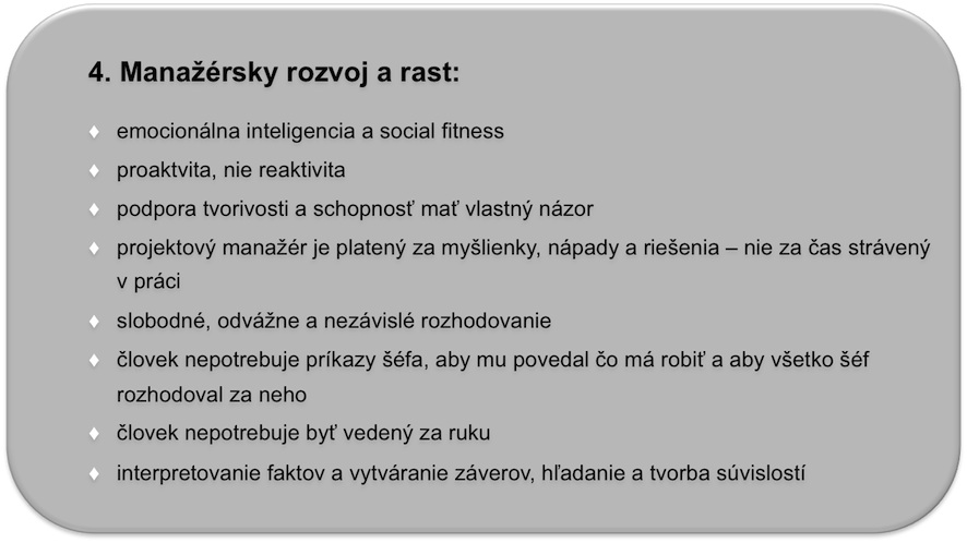 Aké sú projekty - Manažérsky rozvoj a rast