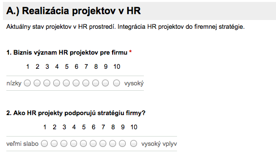 Dotazník Projektového manažmentu pre HR Profesionálov