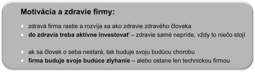 Motivácia a zdravie firmy