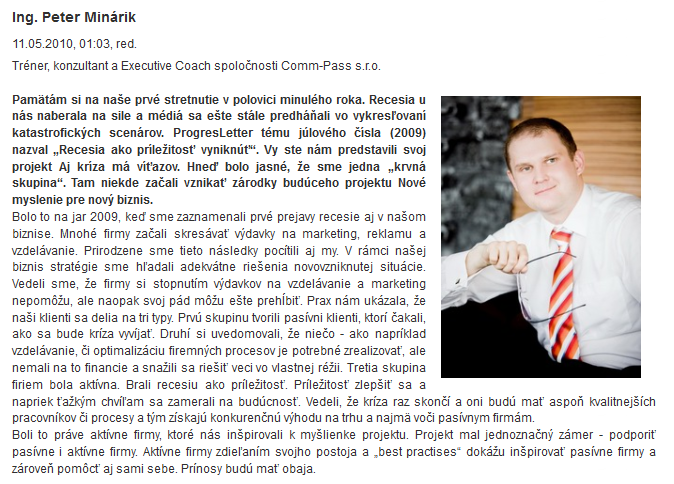 Aj kríza má víťazov - Ing. Peter Minárik