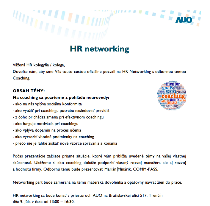 HR networking - AU Optronics Trenčín