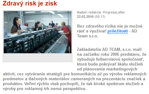 Zdravý risk je zisk